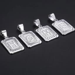 Sliver Color Initials Name Pendant Necklace Alphabet Letter A J K Charm 3mm/5mm Cuban Link Chain Dropshipping GPM11C