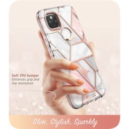 For Google Pixel 4A 5G Case 6.2 inch (2020) I-BLASON Cosmo Full-Body Marble Glitter Case Cover WITH Built-in Screen Protector