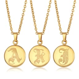 Gold Color Stainless Steel 26 Letters Necklace for Women Men A-Z Initial Pendant Rolo Cable Chain Wedding Valentine's Day Gifts