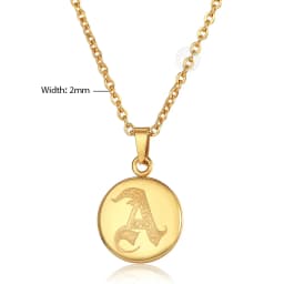 Gold Color Stainless Steel 26 Letters Necklace for Women Men A-Z Initial Pendant Rolo Cable Chain Wedding Valentine's Day Gifts