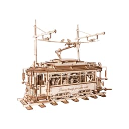 Robotime Rokr Classic City Tram Car Moveable Wooden Toys Building Block Sets 3D Wooden Puzzle Ideal Gift for Adults Teen