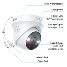 ZOSI 4K 8MP 5MP Add-on Camera for PoE Security Camera System, Work with ZOSI 8 Channel 16 Channel PoE CCTV NVR
