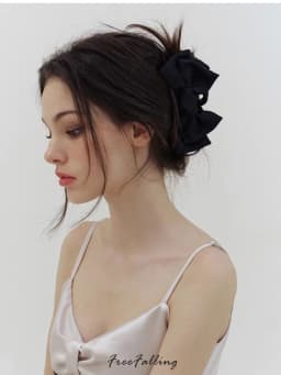 Black double-sided bow clip shark clip large high-end sense plate hair clip back of the head headdress hair accessories catch