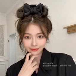 Black double-sided bow clip shark clip large high-end sense plate hair clip back of the head headdress hair accessories catch