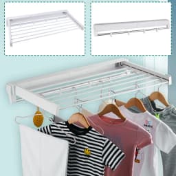 Wall-mounted Laundry Clothes Storage Drying Rack Retractable Dryer Hanger White