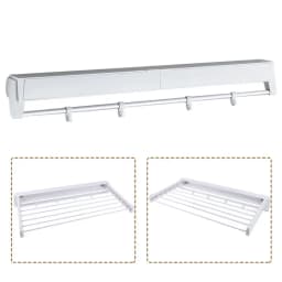 Wall-mounted Laundry Clothes Storage Drying Rack Retractable Dryer Hanger White