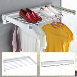 Wall-mounted Laundry Clothes Storage Drying Rack Retractable Dryer Hanger White