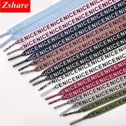 Fashion Letter Print Satin Silk Ribbon Shoelaces 1CM Width Sneaker Flat Shoe laces 1 Pair Strings 80 100 120 140 160 Length ZM1