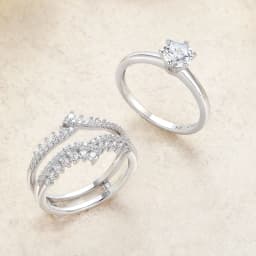Newshe 925 Silver Bridal Set Original Wedding Rings for Women 1.8Ct Round Cut Zircon Moissanite Engagement Ring Enhancer Band