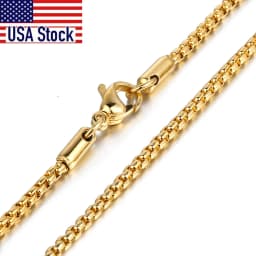 2mm Women Men's Stainless Steel Thick Box Chain Choker Necklaces 16-24inch Any Length Fashion Jewelry Accessories KN385A