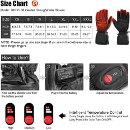 Savior Full Leather Electric Heated Gloves with Battery Powered for Sports Skiing Motorcycling Riding Fishing Hunting SHGS06