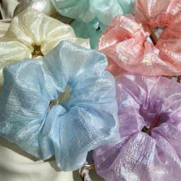 2021 New Fashion Oversized Organza Flower Large Hair Scrunchies Elastic Hair Ropes For Woman Girls Temperament Hair Accessories