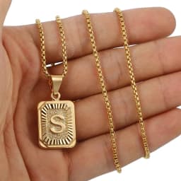 2pcs/set Heart Square Initial Letter Pendant Necklace Rolo Cable Box Chain Gold Color Stainless Steel Name Jewelry for Women