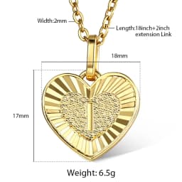 2pcs/set Heart Square Initial Letter Pendant Necklace Rolo Cable Box Chain Gold Color Stainless Steel Name Jewelry for Women