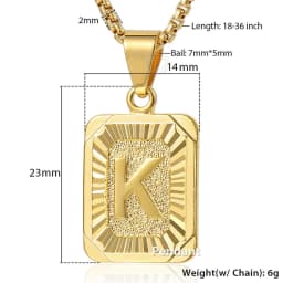 2pcs/set Heart Square Initial Letter Pendant Necklace Rolo Cable Box Chain Gold Color Stainless Steel Name Jewelry for Women
