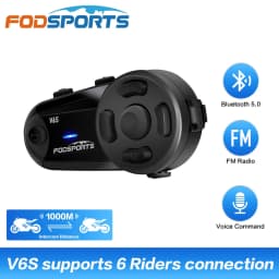 Fodsports V6S Motorcycle Helmet Intercom Helmet Bluetooth Headset 6 Riders 1000m Waterproof Interphone,FM Radio,Share Music.