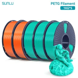 SUNLU PETG 3D Filament 1KG 1.75MM 5Rolls Arranged Neatly Clogging Free No Bubble Odorless Eco-Friendly Good Toughness