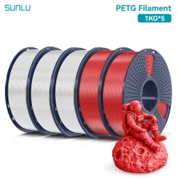 SUNLU PETG 3D Filament 1KG 1.75MM 5Rolls Arranged Neatly Clogging Free No Bubble Odorless Eco-Friendly Good Toughness