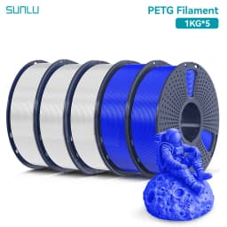SUNLU PETG 3D Filament 1KG 1.75MM 5Rolls Arranged Neatly Clogging Free No Bubble Odorless Eco-Friendly Good Toughness