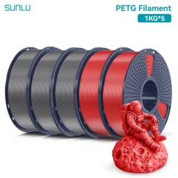 SUNLU PETG 3D Filament 1KG 1.75MM 5Rolls Arranged Neatly Clogging Free No Bubble Odorless Eco-Friendly Good Toughness