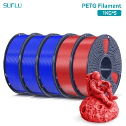SUNLU PETG 3D Filament 1KG 1.75MM 5Rolls Arranged Neatly Clogging Free No Bubble Odorless Eco-Friendly Good Toughness