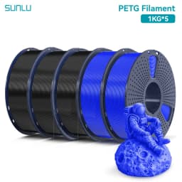 SUNLU PETG 3D Filament 1KG 1.75MM 5Rolls Arranged Neatly Clogging Free No Bubble Odorless Eco-Friendly Good Toughness