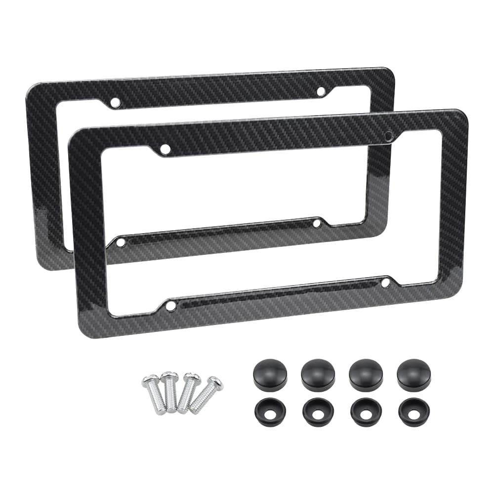 2 Pieces Universal US CA Standard Size Carbon Fiber Texture Car License Plate Frame Cover Holder Accessoriesr