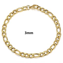 3mm//5mm/7mm/9mm Gold Silver Color Figaro Link Chain Stainless Steel Jewelry Classic Curb Bracelets for Men Women KBM171