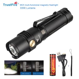Trustfire MC5 LED Flashlight 3300Lumen Rechargeable Lamp EDC 21700 Battery Torchs with Magnetic USB Charging and Power Indicator