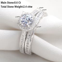 Newshe 2 Pieces Wedding Rings Set for Women Engagement 925 Sterling Silver 1.88Ct Brilliant Round White AAAAA Cz Ring Size 4-13
