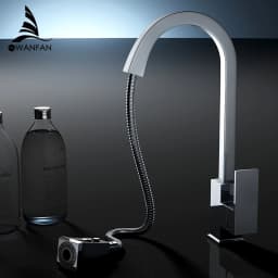 Kitchen Faucets Silver Pull Out Tap Single Hole Handle Solid Brass Black Swivel 360 Degree Water Mixer 866399R