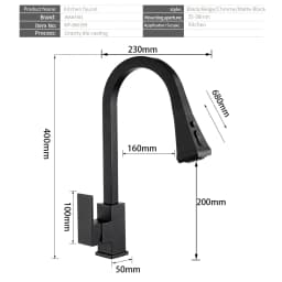 Kitchen Faucets Silver Pull Out Tap Single Hole Handle Solid Brass Black Swivel 360 Degree Water Mixer 866399R