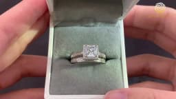 Newshe 2Pcs Genuine 925 Sterling Silver Moissanite /AAAAA Zircons Wedding Ring Set Halo Princess Cut Engagement Rings for Women