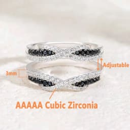 Newshe 925 Sterling Silver Black Blue White 5A Grade Cubic Zircon Wedding Ring Enhancer for Women Twist Rope Design Fine Jewelry