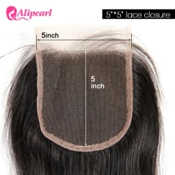 Straight 5x5 Closure Human Hair Pre-Plucked With Baby Hair Free Part Lace Closure Natural Black Color Ali Pearl Hair