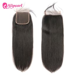 Straight 5x5 Closure Human Hair Pre-Plucked With Baby Hair Free Part Lace Closure Natural Black Color Ali Pearl Hair
