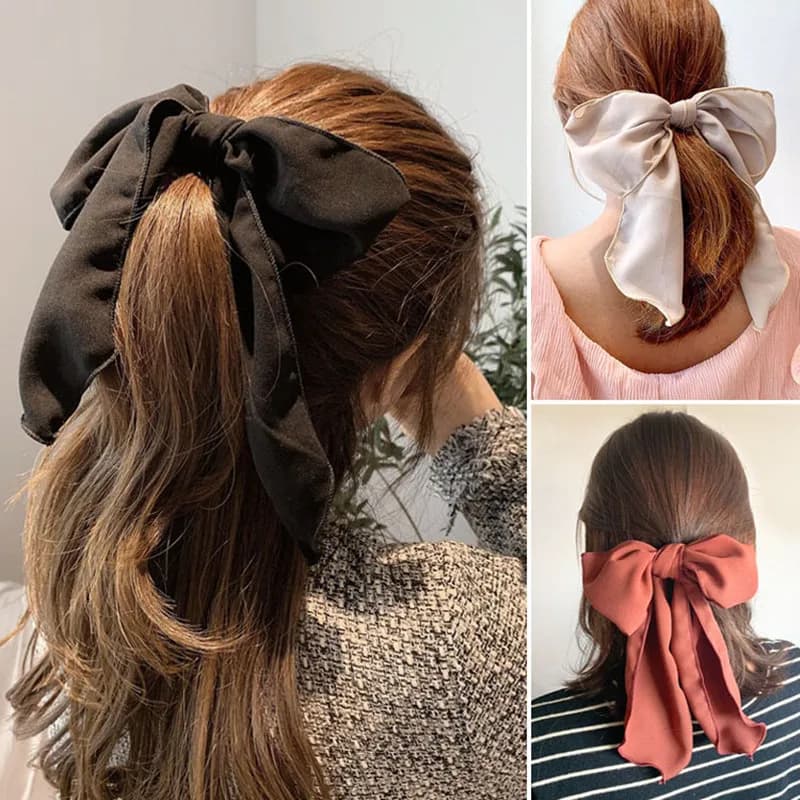 2020Bowknot Hair Scrunchies For Women Girls Sweet Elastic Hair Bands Elegant Hair Tie Rope Rubber Band Hair Gum Hair Accessories