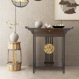 Vintage Rustic Console Table Hall Console Table Luxurious Totem Decor with Pull Drawer & Shelf Living Room Furniture
