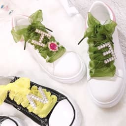 DIY Shoelaces Decoration Metal Snow yarn Shoelace Diamond letters Shoe Accessories Shiny Rhinestones Shoes Decorative Accessory