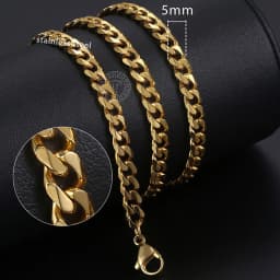 Hiphop Stainless Steel Necklace Curb Cuban Link Chain For Men Women Gold Color Solid Metal Punk Jewelry Gift KNM08