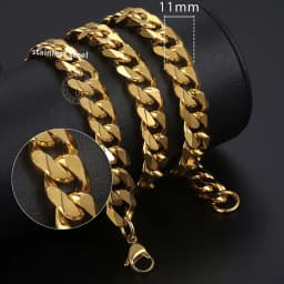 Hiphop Stainless Steel Necklace Curb Cuban Link Chain For Men Women Gold Color Solid Metal Punk Jewelry Gift KNM08