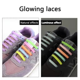 Luminous Silicone Shoelaces Night Glow No Tie Shoe laces Elastic Laces Sneakers Kids Adult Rubber Shoelace for Shoes 12Pcs