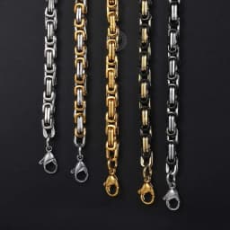 5MM Men's Byzantine Box Link Chain Necklace Gold Color Black Silver Color Stainless Steel Necklaces Punk Jewelry Dropshipping