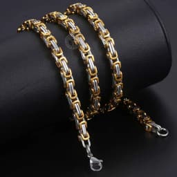 5MM Men's Byzantine Box Link Chain Necklace Gold Color Black Silver Color Stainless Steel Necklaces Punk Jewelry Dropshipping