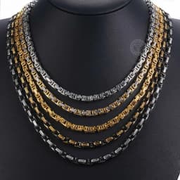 5MM Men's Byzantine Box Link Chain Necklace Gold Color Black Silver Color Stainless Steel Necklaces Punk Jewelry Dropshipping