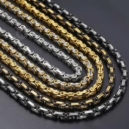5MM Men's Byzantine Box Link Chain Necklace Gold Color Black Silver Color Stainless Steel Necklaces Punk Jewelry Dropshipping