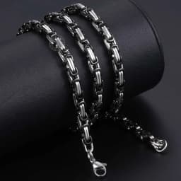 5MM Men's Byzantine Box Link Chain Necklace Gold Color Black Silver Color Stainless Steel Necklaces Punk Jewelry Dropshipping