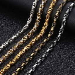 5MM Men's Byzantine Box Link Chain Necklace Gold Color Black Silver Color Stainless Steel Necklaces Punk Jewelry Dropshipping