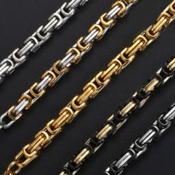 5MM Men's Byzantine Box Link Chain Necklace Gold Color Black Silver Color Stainless Steel Necklaces Punk Jewelry Dropshipping
