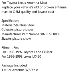 Areyourshop 8633760080 for Land Cruiser 1996-1997 LX450 1996-1998 Rod & Pipe Sealed W/Cable 86337-60080 Car Accessories Parts